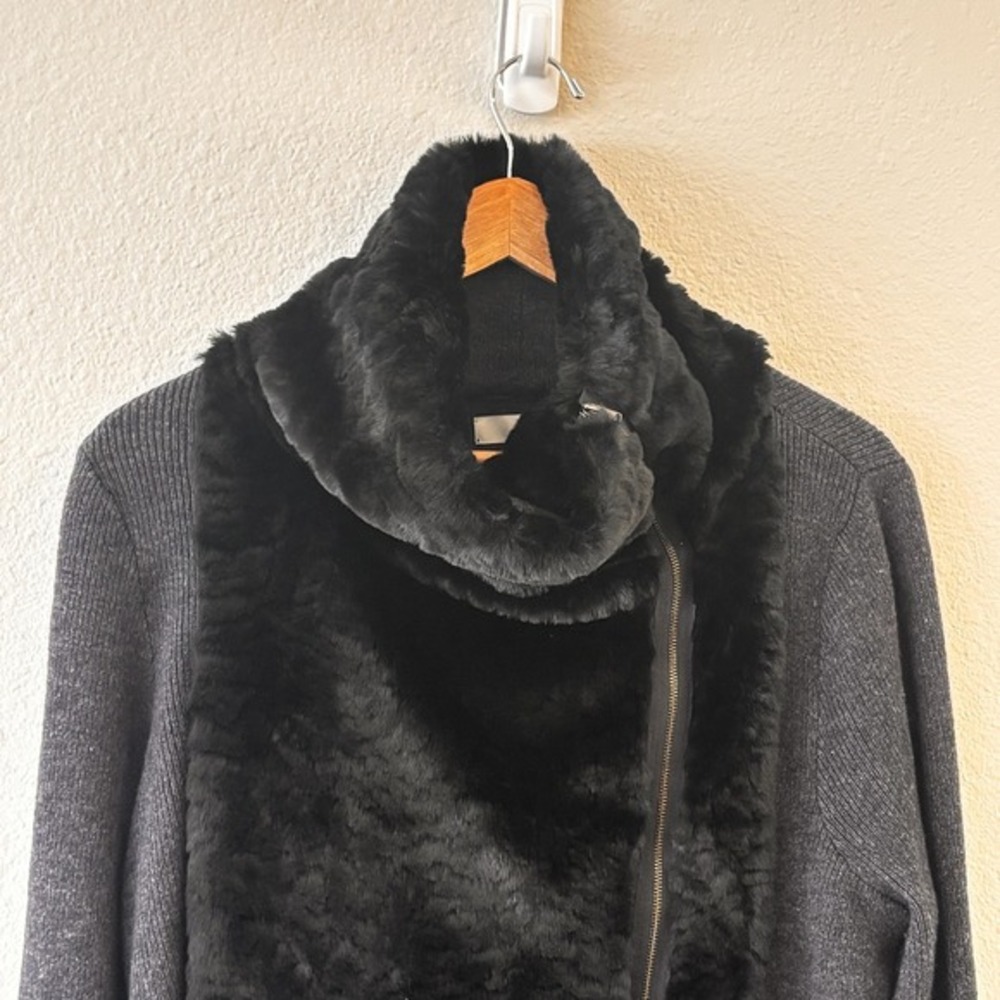 Ann Taylor LOFT Faux Fur Sweater Womens XL Cowl Neck Asymmetric Quiet Luxury - Picture 2 of 11